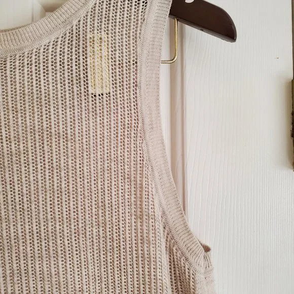 White + Warren, Hi-Low Sleeveless Sweater Tunic Vest in Cream, Size Small - Picture 6 of 8
